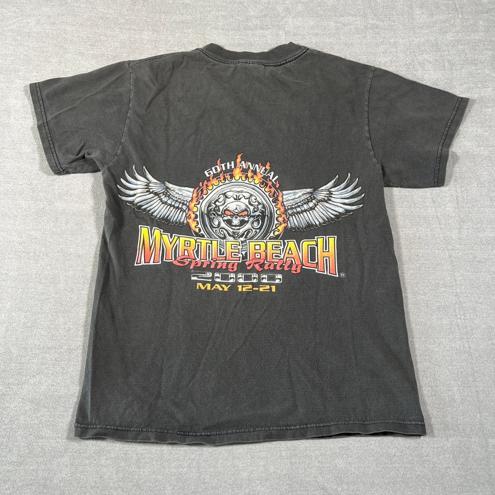 Hanes Beefy-T Myrtle Beach Spring Rally 2000 Graphic T-Shirt Mens S Black Cotton
